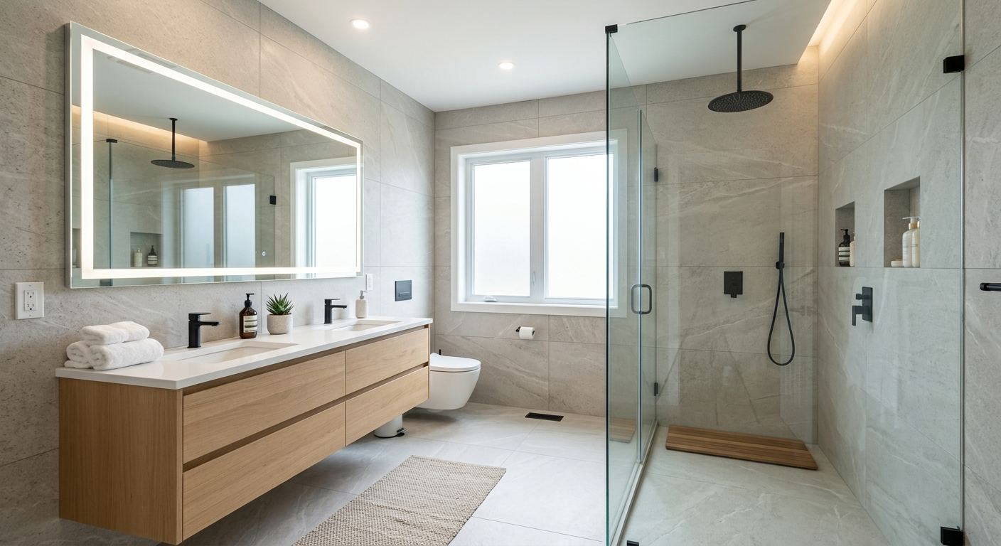 Modern bathroom renovation in Sexsmith, Alberta