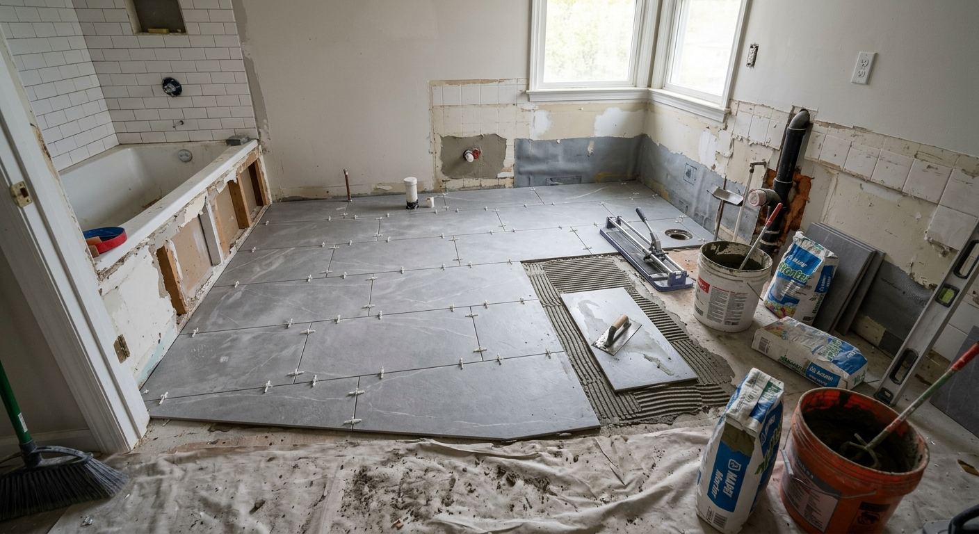 Bathroom remodel in Bella Bella — new tile and shower