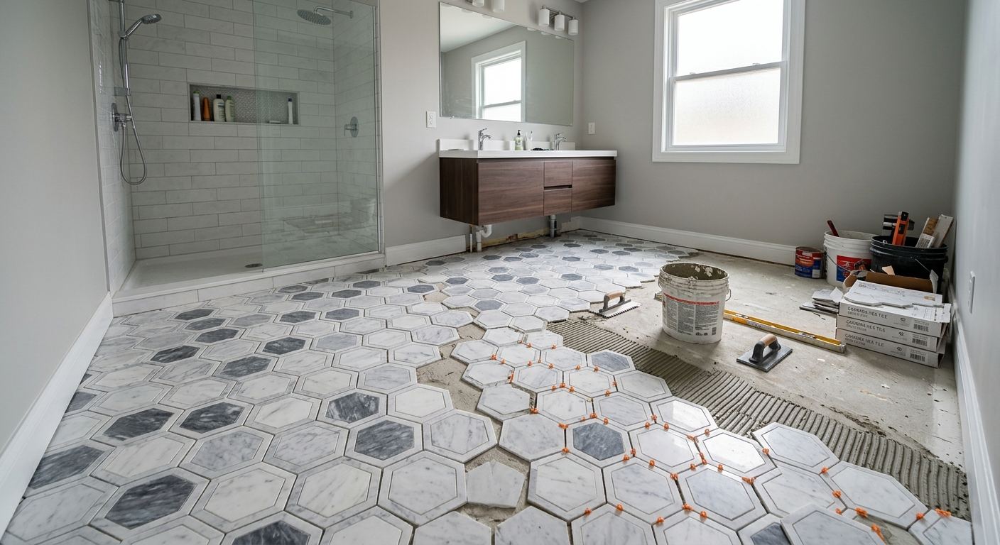 New bathroom installation in Sunnyside, Alberta