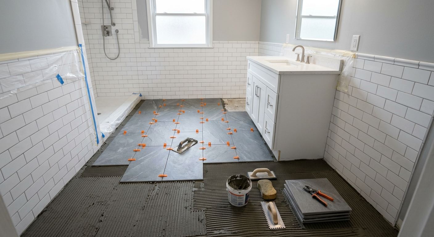 Bathroom remodel in Garrison Green — new tile and shower