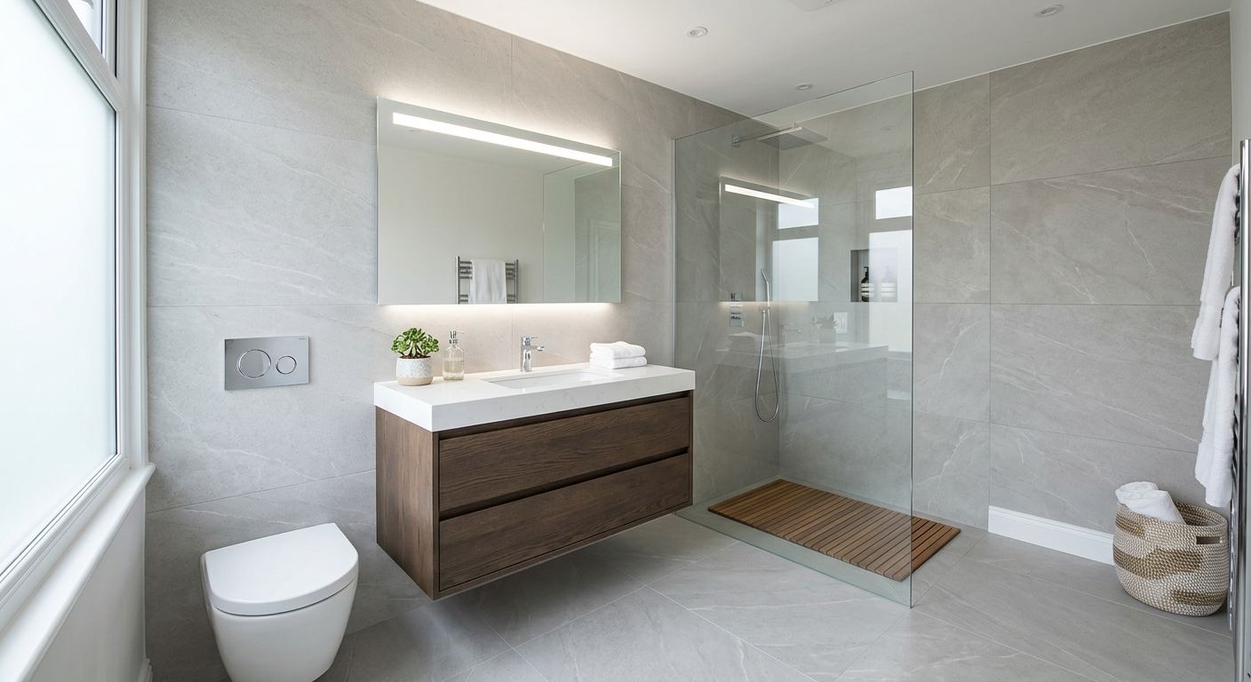 Bathroom remodel in Nanton — new tile and shower